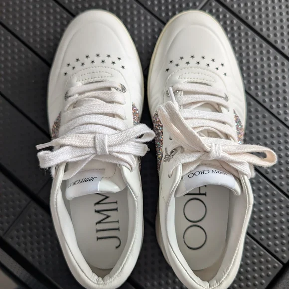 Jimmy Choo White Sneakers with Glitter Detail - Picture 5 of 10